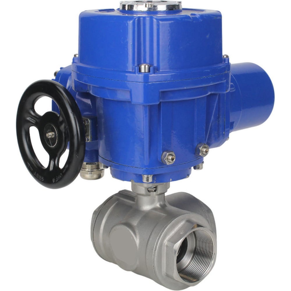 Изображение товара Двойной трехходовой нержавеющий кран DN.ru RP.SS316.200.MM.025 Ду25 Ру63 электропривод