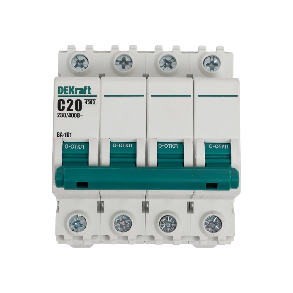 Изображение товара Автоматический выключатель Dekraft ВА101-4Р-020А-C для защиты электрических цепей