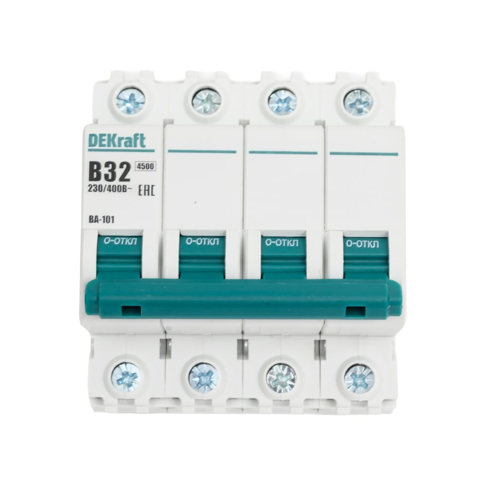 Изображение товара Автоматический выключатель Dekraft ВА101-4Р-032А-B для защиты электрических сетей