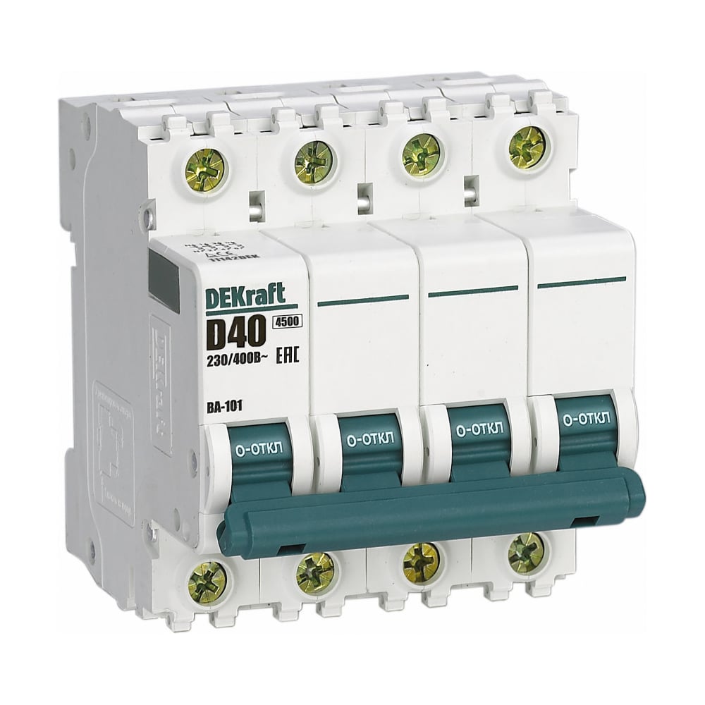 Изображение товара Автоматический выключатель Dekraft ВА101-4Р-040А-D 4 Poles 40A IP20