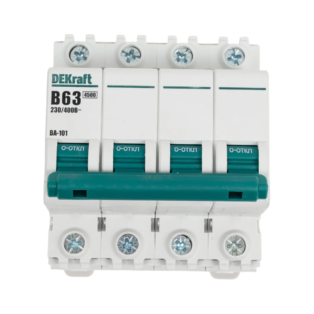 Изображение товара Автоматический выключатель Dekraft ВА101-4Р-063А-B для защиты электрических цепей