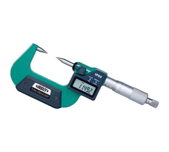 Изображение товара Микрометр INSIZE диап 0-25мм/0-1 дел 0.001мм/0.00005 остроконечные 30 изм пов 3530-25A