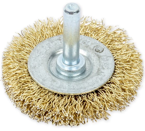 Изображение товара Щетка плоская со шпилькой (50 мм; латунированная проволока) для дрели ARNEZI R8041050