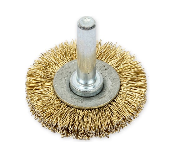 Изображение товара Щетка плоская со шпилькой (40 мм; латунированная проволока) для дрели ARNEZI R8041040