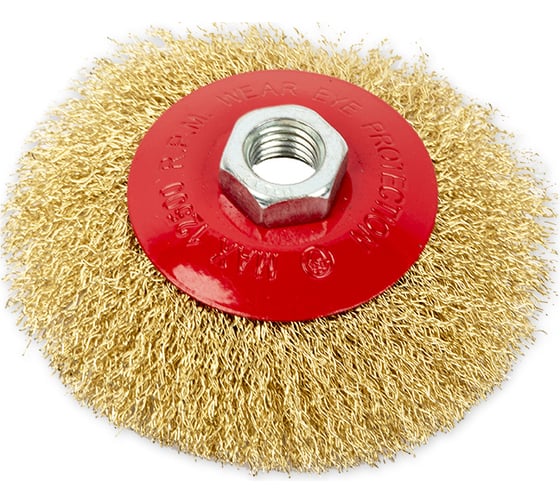 Изображение товара Щетка конусная (100 мм; посадка M14; латунированная проволока) для УШМ ARNEZI R8044100