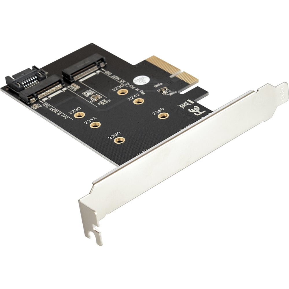 Изображение товара Переходник для установки SSD M.2 B key и M key в слот PCI-E ExeGate EXE-509 M.2 B key - SATA + M.2 M Key - PCI-E x4, 283713