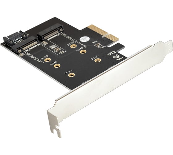 Изображение товара Переходник для установки SSD M.2 B key и M key в слот PCI-E ExeGate EXE-509 M.2 B key - SATA + M.2 M Key - PCI-E x4, 283713