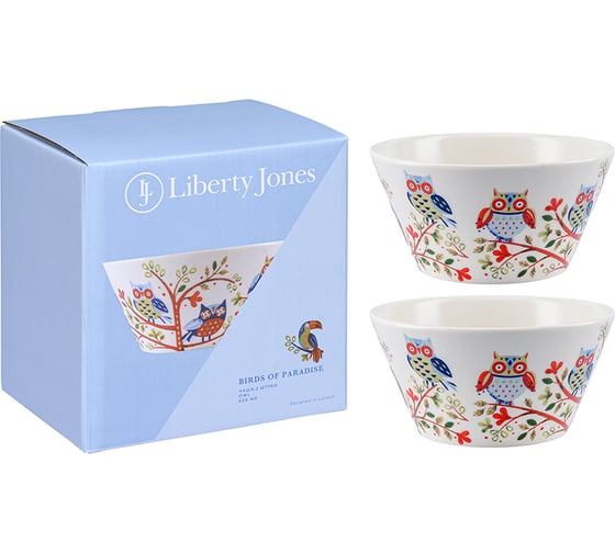 Изображение товара Набор чаш Liberty Jones Owl из коллекции Birds of Paradise в подарочной упаковке, 450 мл, 2 шт. LJ0000176