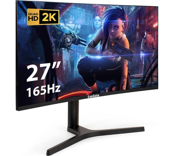 Изображение товара Монитор ExeGate изогнутый игровой 165 Гц 27" Combat EC2700TA VA Curved R1500 LED Grade A+, 2K, 2560x1440 165Гц WQHD , 16:9, 300cd/m2, 3000:1, 178/178, 1ms, 297303