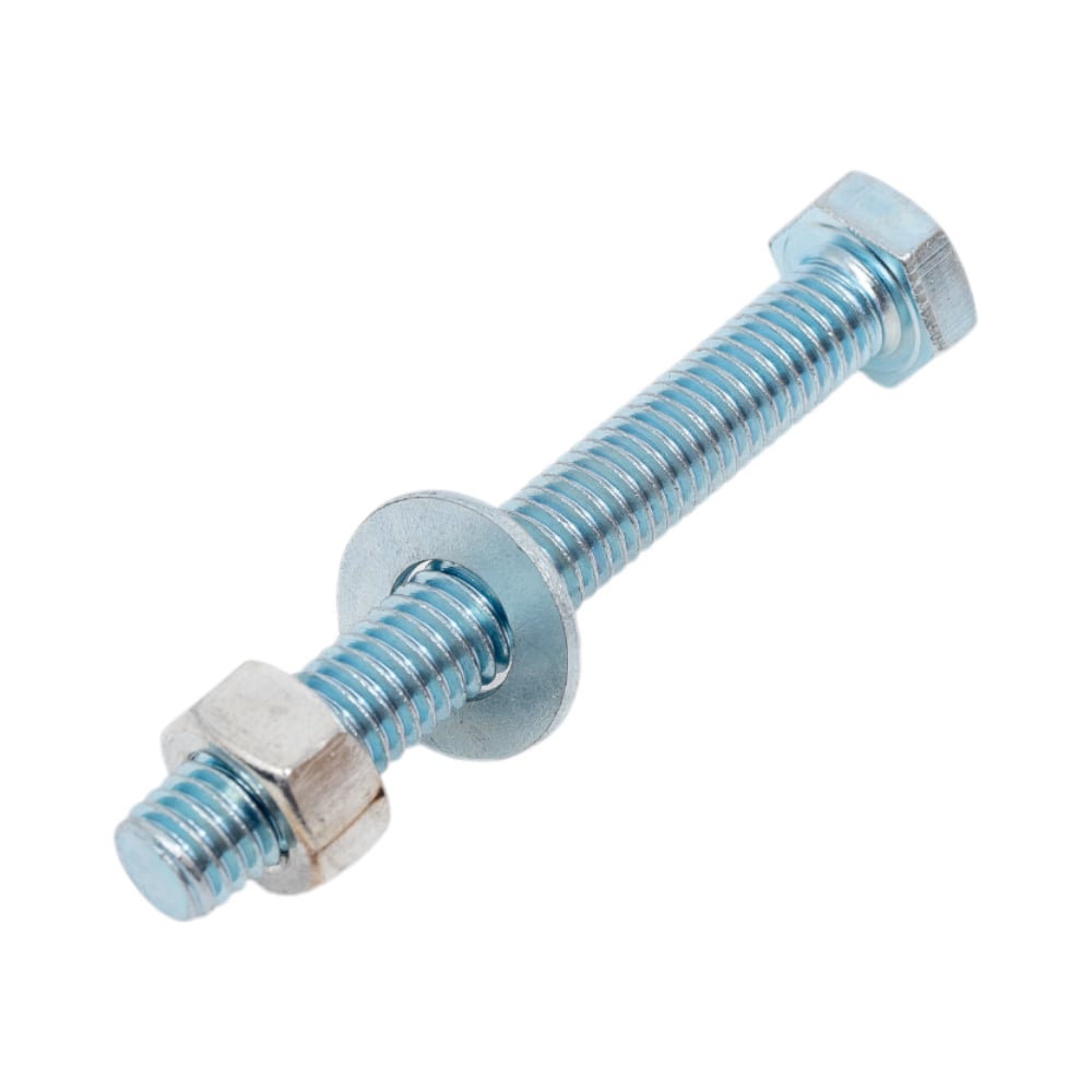 Изображение товара Болт ЖЕСТЬ DIN 933 М8x60 мм с гайкой и шайбой 4 шт.