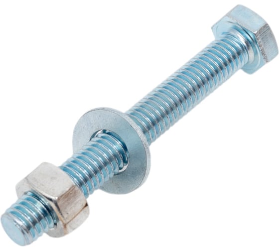 Изображение товара Болт ЖЕСТЬ DIN 933, цинк, М8x60 мм, с гайкой и шайбой, 4 шт., европодвес УТ-00009814