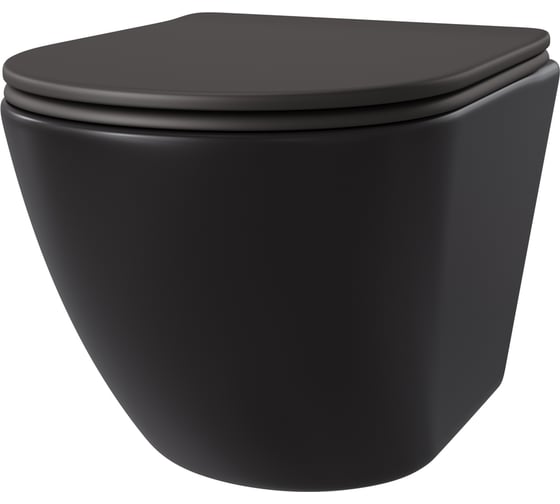 Изображение товара Подвесной безободковый унитаз Taliente Amato, черный матовый, с крышкой микролифт (быстросъемный механизм) AM25010 Nero