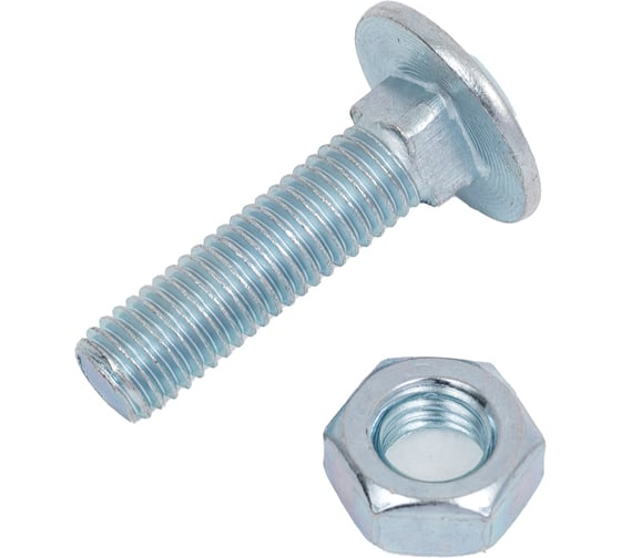 Изображение товара Болт мебельный ЖЕСТЬ DIN 603, цинк, М10x40 мм, с гайкой, 2 шт., европодвес УТ-00010906