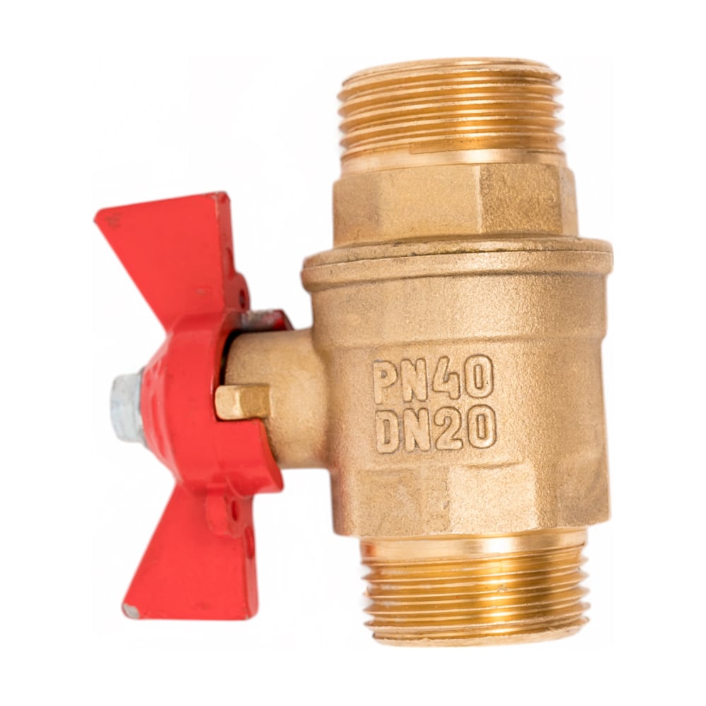 Шаровой кран Valfex N/P59 БИРКА для ВОДЫ 3/4" НР/НР ручка-бабочка, латунный 11Б27фт1М (72/18) VF.219.LB1.034.N/P59.Bir