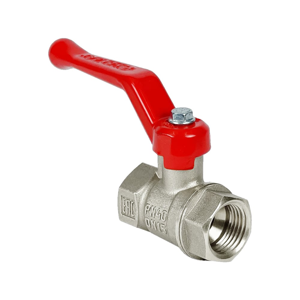 Шаровой кран Valfex N/P59 БИРКА для воды 1 1/2" ВР/ВР ручка-рычаг, латунный никелированный, 11Б27фт1М (8/2) VF.214.NR1.112.N/P59.Bir