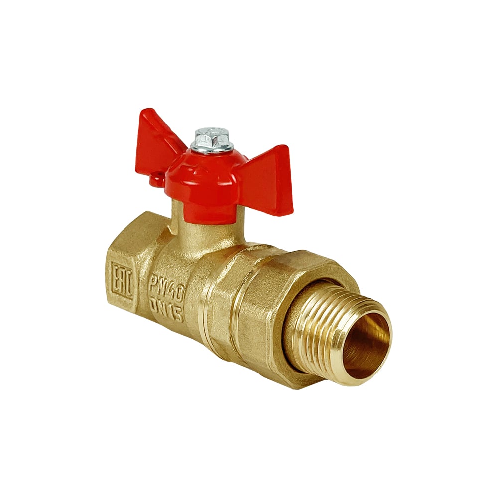 Шаровой кран Valfex N/P59 БИРКА для воды 3/4" ВР/НР ручка-бабочка, американка латунный 11Б27фт1М (56/14) VF.227.LB1.034.N/P59.Bir
