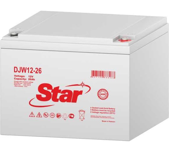Изображение товара Аккумулятор для ИБП DJW12-26 12 В, 26 А*ч Star УТ-00002525