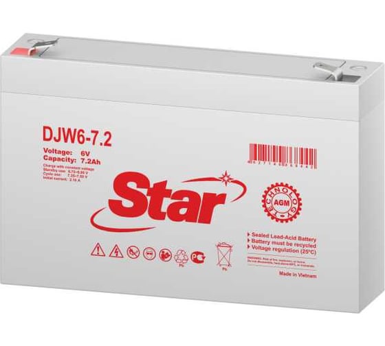Изображение товара Аккумулятор для ИБП DJW6-7.2 6 В, 7.2 А*ч Star УТ-00002523