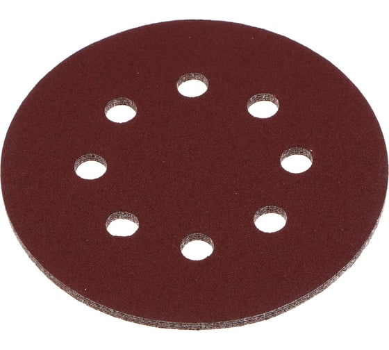 Изображение товара Круг шлифовальный из абразивной бумаги на велкро основе 125 мм, 8 отверстий, P100, 5 шт ЕРМАК 608-004
