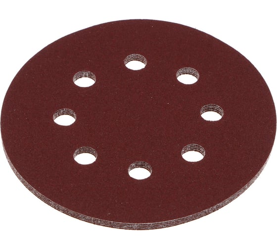 Изображение товара Круг шлифовальный из абразивной бумаги на велкро основе 125 мм, 8 отверстий, P120, 125 мм, 5 шт ЕРМАК 608-005