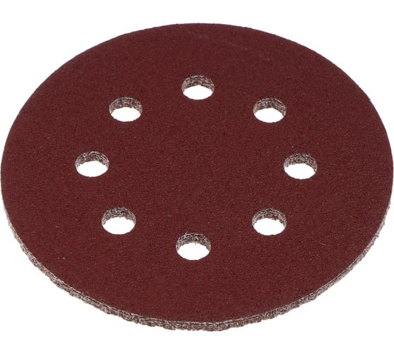 Изображение товара Круг шлифовальный из абразивной бумаги на велкро основе 125 мм, 8 отверстий, P80, 125 мм, 5 шт ЕРМАК 608-003