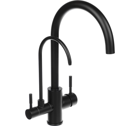Изображение товара Смеситель для кухни СоюзКран с выводом питьевой воды, керамический картридж 35 мм, нержавеющая сталь, черный SS01-С132 567-069