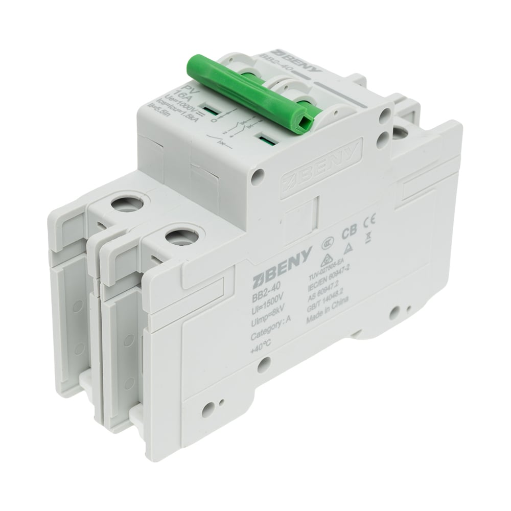 Изображение товара Автоматический выключатель постоянного тока ZJBeny 2П 16А 1000V BB2-40 модульный IP20