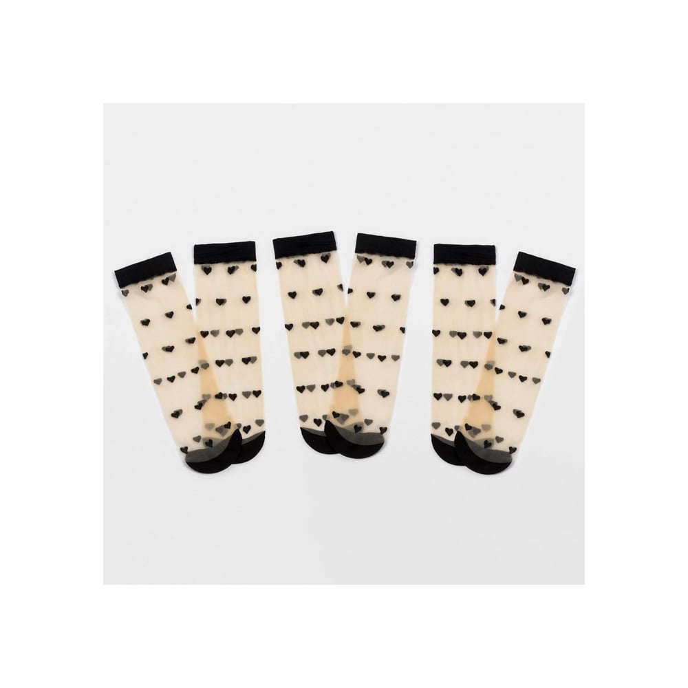 Изображение товара Набор стеклянных женских носков MINAKU "Амур" цвет чёрный, размер 36-37 (23 см), 3 пары 4599915