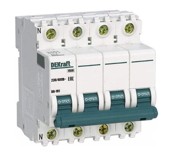 Изображение товара Автоматический выключатель Dekraft ВА101-3Р+N-063А-C 11260DEK