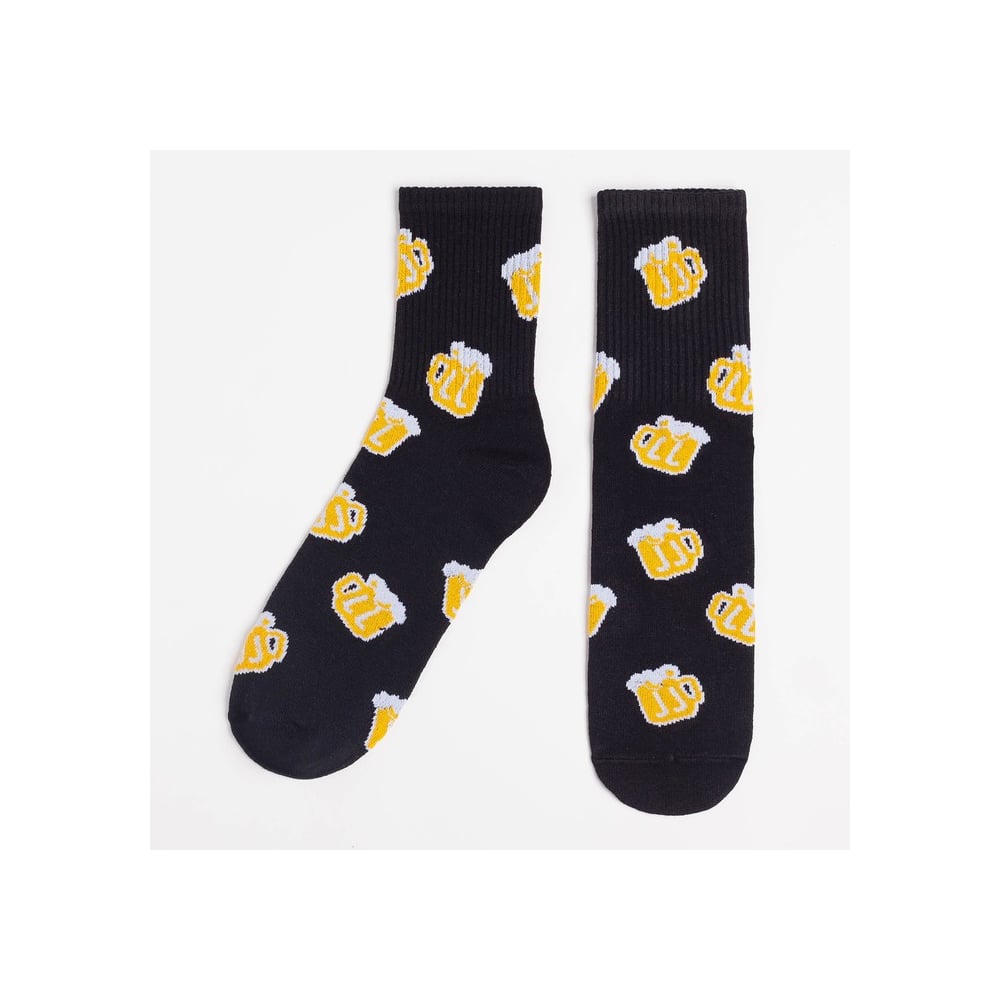 Изображение товара Мужские носки KAFTAN "Пиво" классические 41-44 черные с принтом посуды