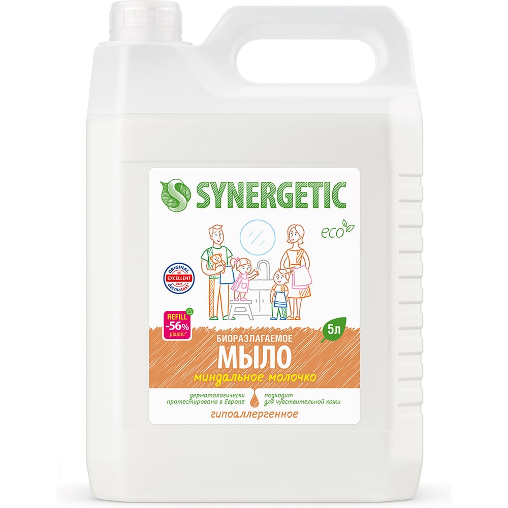 Изображение товара Жидкое мыло Synergetic Миндальное молочко 5 л для деликатной гигиены