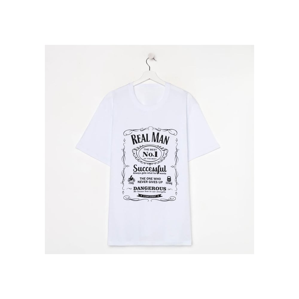 Изображение товара Мужская футболка KAFTAN Real man 54 хлопок белая повседневная