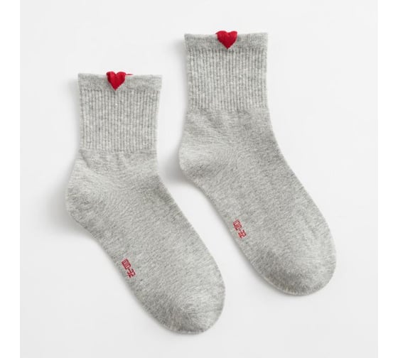 Изображение товара Женские носки MINAKU "Сердечки", цвет серый, размер 36-39 (23-25 см) 5513466