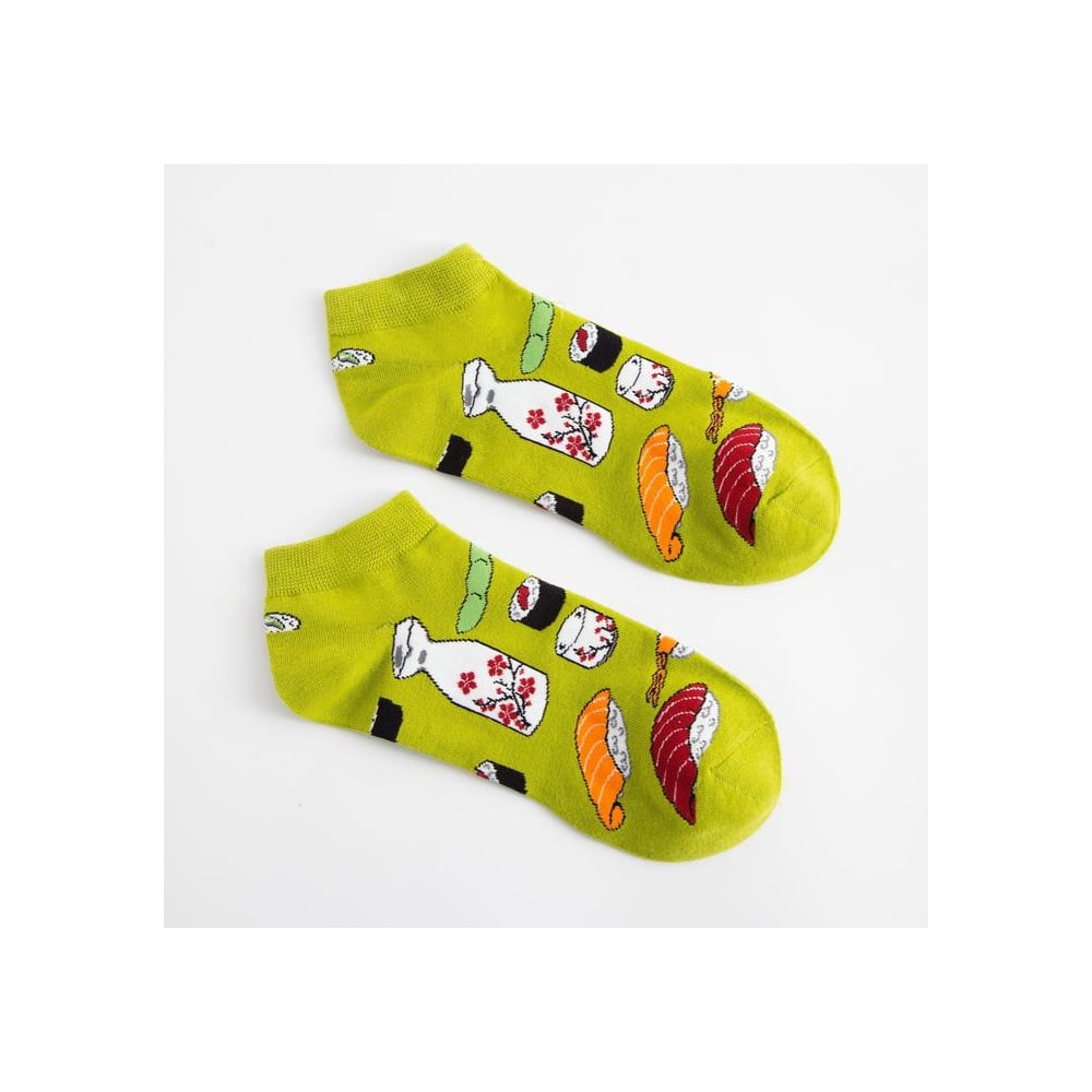 Изображение товара Укороченные носки MINAKU Суши летние короткие женские зеленые с принтом еды