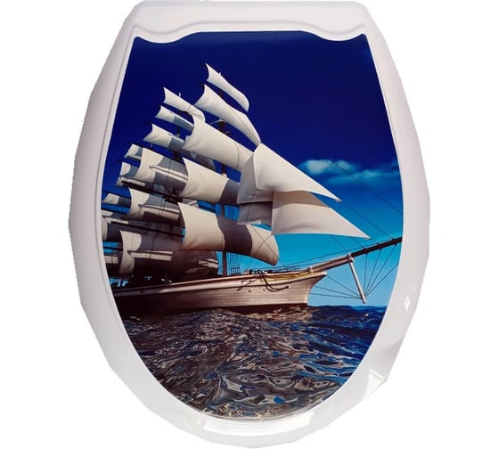 Изображение товара Сиденье для унитаза Мультипласт Групп с рисунком Корабль MPG7549