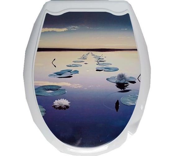 Изображение товара Сиденье для унитаза Мультипласт Групп с рисунком Кувшинки MPG7556