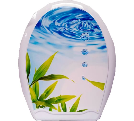 Изображение товара Сиденье для унитаза Мультипласт Групп с рисунком Капли и бамбук MPG7532