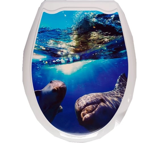 Изображение товара Сиденье для унитаза Мультипласт Групп с рисунком Дельфины MPG7518