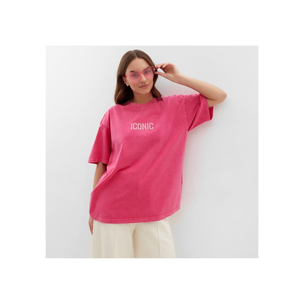 Изображение товара Женская футболка MIST Icon из вареного хлопка розовая L