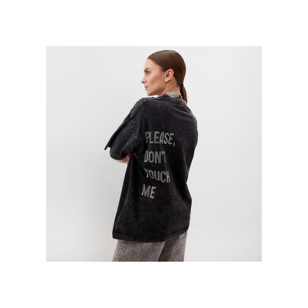 Изображение товара Женская футболка из вареного хлопка MIST Don't touch me, черная, размер S