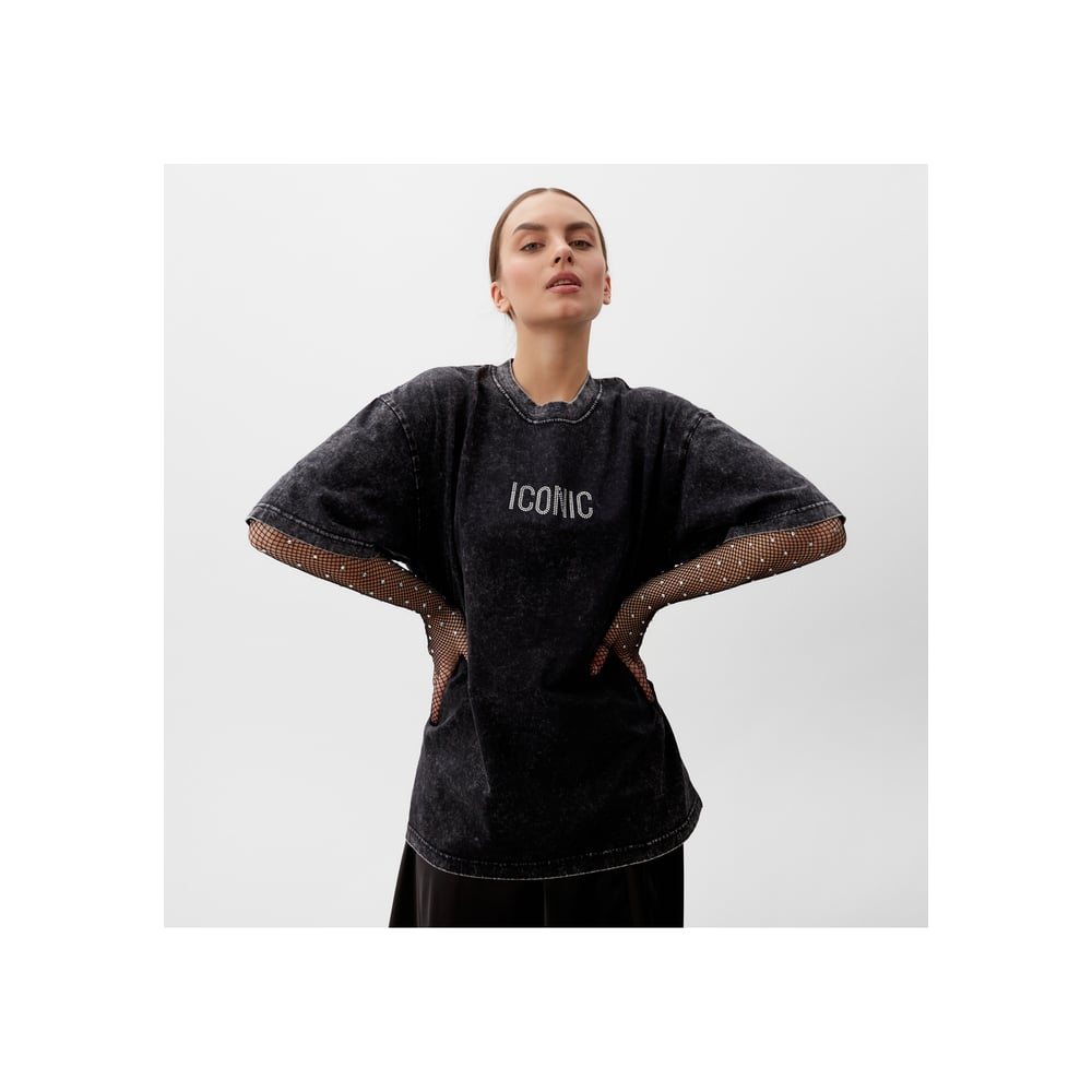 Изображение товара Женская футболка MIST Icon из вареного хлопка, размер L, черная