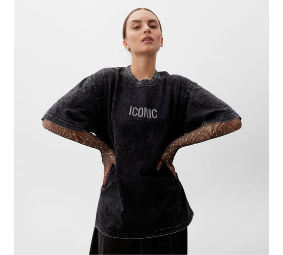 Изображение товара Женская футболка MIST Icon из вареного хлопка, р. L, черный 9939664