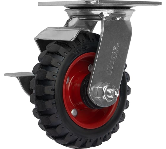 Изображение товара Колесо для тележки поворотное с тормозом, диаметр 125 мм, грузоподъемность 120 кг СТЕЛЛА-ТЕХНИК 5003-125