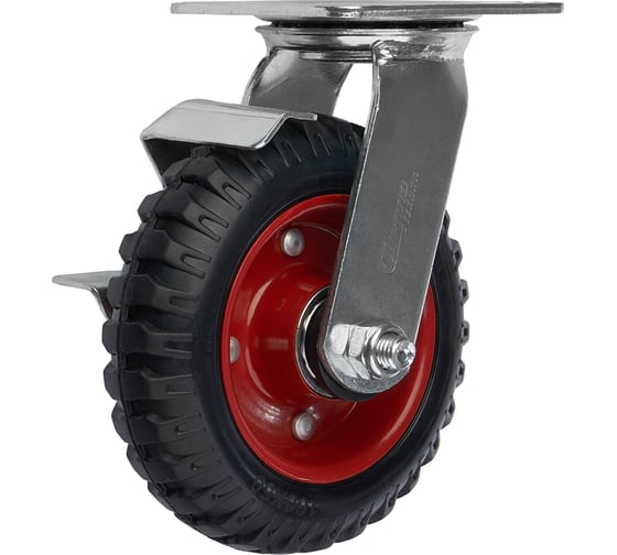 Изображение товара Колесо для тележки поворотное с тормозом, диаметр 150 мм, грузоподъемность 160 кг СТЕЛЛА-ТЕХНИК 5003-160