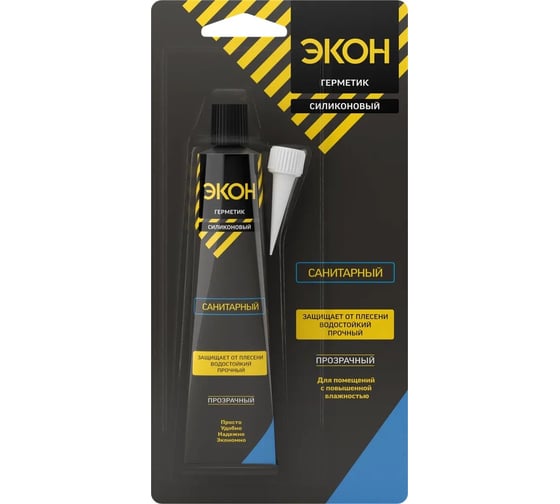 Изображение товара Герметик Экон силикон. санитарн. прозрачн. 60 мл 3040014