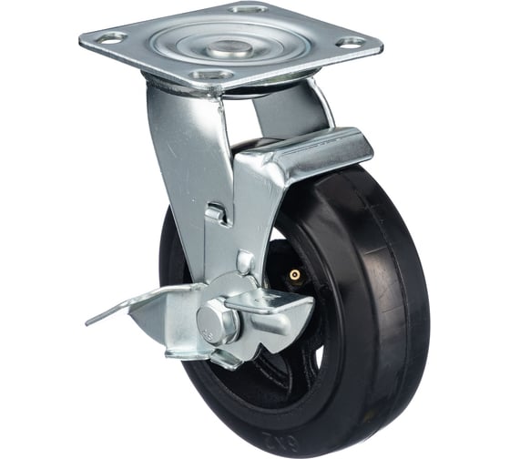 Изображение товара Колесо для тележки поворотное с боковым тормозом, d=125 мм, г/п=140 кг СТЕЛЛА-ТЕХНИК N29125B1