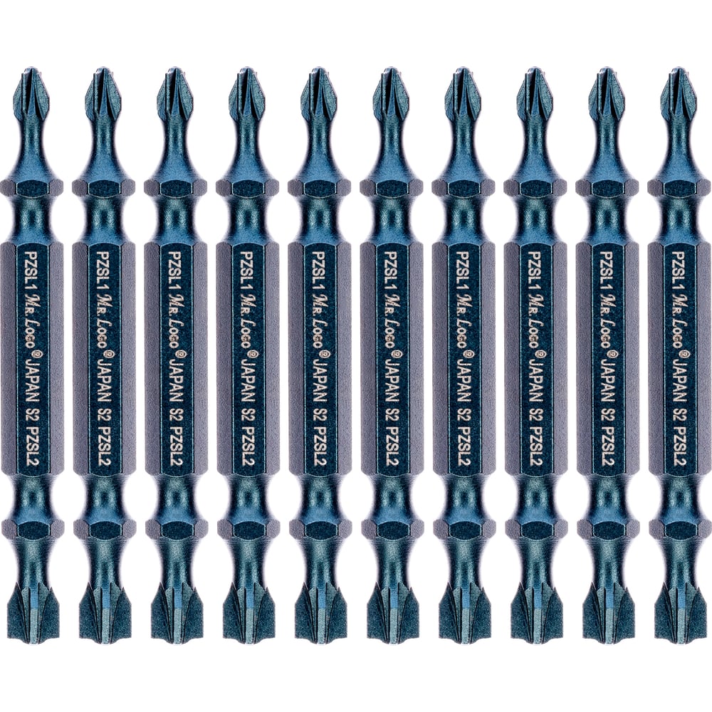 Изображение товара Набор бит PZ2/SL2x50 мм из стали S2 для автоматических выключателей Mr.Logo 10 шт