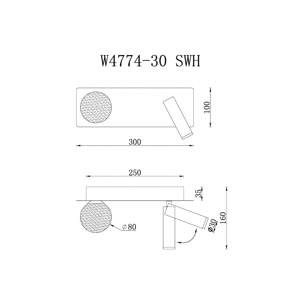 Изображение товара Настенный светодиодный светильник iLEDEX Telescope W4774-30 SWH для чтения и общего освещения
