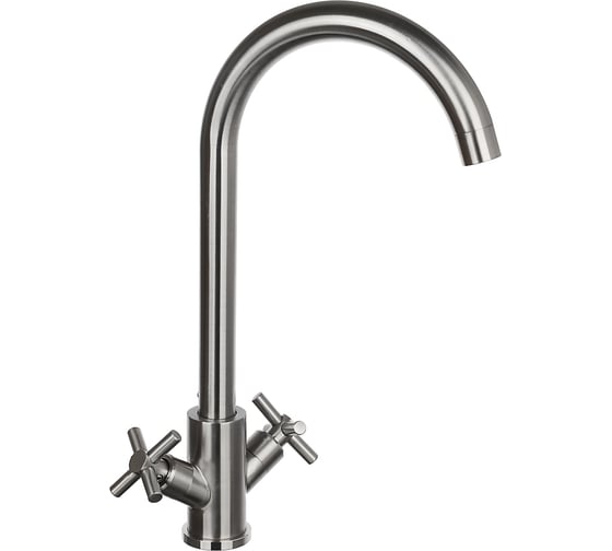 Изображение товара Смеситель для кухни СоюзКран поворотный излив, керамические кран-буксы 1/2, нержавеющая сталь SS01-R240 567-005