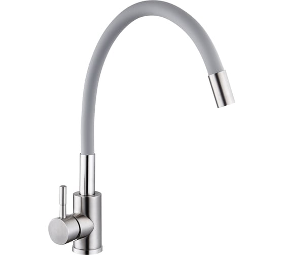 Изображение товара Смеситель для кухни СоюзКран силиконовый излив, керамический картридж 40 мм, серый, нержавеющая сталь SS01-С132 567-055